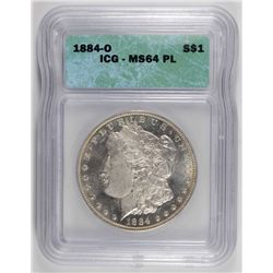 1884-O MORGAN DOLLAR ICG MS-64 PL (FROSTY WHITE)