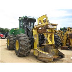 JOHN DEERE 643K FELLER BUNCHER, S/N 641653 (12 YR) JOHN DEERE FD45 SAW HEAD, ECAB W/AIR, 28L-26 TIRE