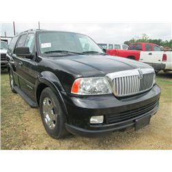 2006 LINCOLN NAVIGATOR, S/N 5LMFU28526LJ10042, GAS ENGINE, A/T, ODOMETER READING 164,252 MI