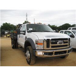 2008 FORD F550 4X4 EXTENDED CAB FLATBED PICKUP, S/N 1FDAX57RD8EB54980, POWERSTROKE ENG, A/T, 9' STEE