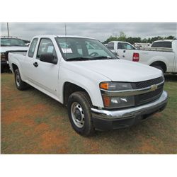 2007 CHEVROLET COLORADO PICKUP, S/N 1GCCS19E578148703, GAS ENG, A/T, EXTENDED CAB