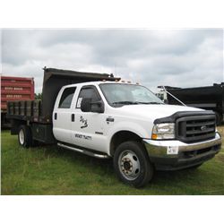 2004 FORD F450 CREW CAB 4X4 S/A DUMP, S/N 1FDW47P74ED51922, POWERSTROKE DIESEL ENG, A/T, READING 12'