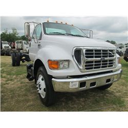 2003 FORD F750 S/A CAB & CHASSIS, S/N 3FDWF75203MB02049, CAT DIESEL ENG, A/T, 10R22.5 TIRES, DISC WH