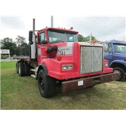 1987 WESTERN STAR T/A FLATBED TRUCK, S/N 2WLNCCM02HK917380, CUMMINS DIESEL ENG, 9 SPD TRANS, 38K REA