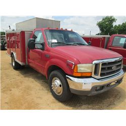 1999 FORD F350 XLT EMERGENCY SERVICE TRUCK, S/N 1FDWF36F9XEA98010, GAS, A/T, ENCLOSED SERIVCE BODY, 