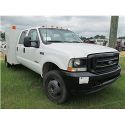 2003 FORD F450 CREWCAB SERVICE TRUCK, S/N 1FDXW46P03EC30598, POWERSTROKE DIESEL ENG, A/T, SERVICE BO