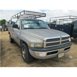 2000 DODGE RAM 2500 SERVICE TRUCK, S/N 3B6KC26Z5YM237789, V8 GAS, A/T, READING UTILITY BODY, PIPE RA