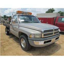 1998 DODGE RAM 2500 FLATBED TRUCK, S/N 3B6KC26Z7WM239475, V8 MAGNUM, A/T, FLATBED, ODOMETER READING 