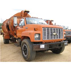 1990 CHEVROLET KODIAK S/A LEAF VACUUM TRUCK, S/N 1GB7H1J8LJ202817, CAT DIESEL ENG, A/T, VACUUM BODY 