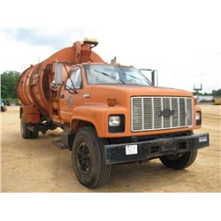 1991 CHEVROLET KODIAK S/A LEAF VACUUM TRUCK, S/N 1GBM7H1J8MJ606395, CAT DIESEL ENG, A/T, VACUUM BODY