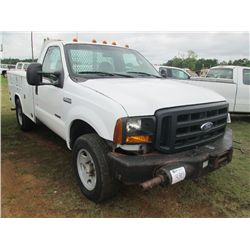 2006 FORD F350 4X4 SERVICE TRUCK, S/N 1FDSF35P96EC71662, POWER STROKE DIESEL ENG, 5 SPD TRANS, TOOL 