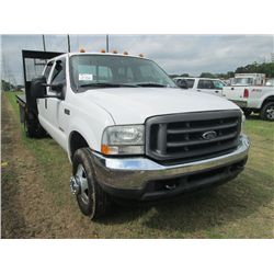 2004 FORD F350 S/A FLATBED, S/N 1FDWW37P44ED69901, POWER STROKE DIESEL ENG, A/T, CREW CAB, 10' FLATB