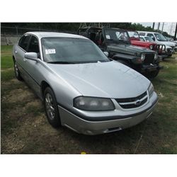 2002 CHEVROLET IMPALA SEDAN, S/N 2G1WF52E429379262, GAS ENGINE, A/T, ODOMETER READING 146,778 MI