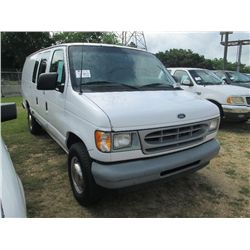 2002 FORD F250 CARGO VAN, S/N 1FTNS24202HB60326, V6, AUTO, A/C, ODOMETER READING 355,136 MILES