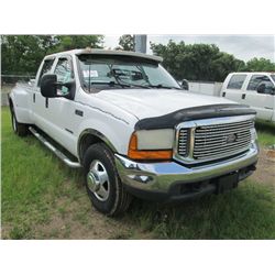 2000 FORD F350 CREW CAB DUALLY, S/N 1FTWW32F6YEB53055, V8 POWERSTROKE DIESEL ENG, A/T, TOOLBOX, BED 