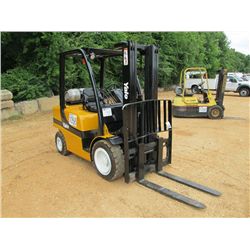 YALE LP FORKLIFT, S/N F517919, 5,550# CAP, CANOPY, 3 STAGE MAST, METER READING 10,817 HRS