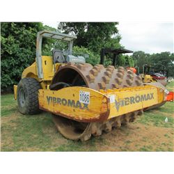 VIBROMAX VM186D VIBRATORY ROLLER, S/N JKC8640902, 83" PADFOOT DRUM, DUMMINS DIESEL ENG, CANOPY, METE