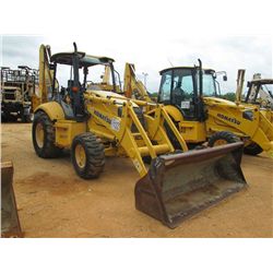 KOMATSU WB1502N 4X4 LOADER BACKHOE, S/N A60090, EXTENDAHOE, GP BUCKET, 24" HOE BUCKET, CANOPY, METER