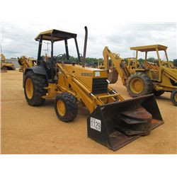 FORD 555D 4X4 LOADER BACKHOE, S/N AB20657, GP BUCKET, CANOPY, 36" REAR HOE BUCKET, 18" HOE BUCKET, M