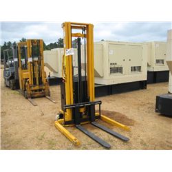 BIG JOE M-22 WALK BEHIND ELECTRIC FORKLIFT, S/N M13070414, 2200# MAX CAP, LIFT HIEGHT 118"