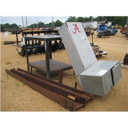 1 LOT (2) 10" I-BEAM, METAL WORK TABLE, STORAGE CABINET, FILE CABINET