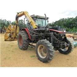 MASSEY FERGUSON 4263 4X4 FARM TRACTOR, S/N H34294, ECAB W/AIR, PTO, 3 PTH, 2 REMOTES, ALAMO 60 BOOM 