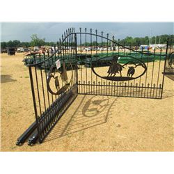 16' COWBOY THEME IRON GATE W/POST & HINGES