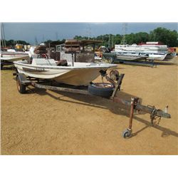 15' CHALLENGER SPORT FISHER BOAT, S/N TNVF0736M82F, 75 JOHNSON OUTBOARD MOTOR, TRAILER