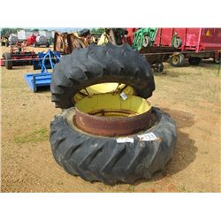 (2) 18.4-32 TRACTOR TIRES & RIMS, FITS JOHN DEERE TRACTOR