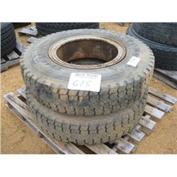 1 LOT (2) 9.00R20 TIRES & RIMS