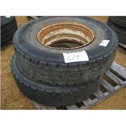 1 LOT (2) 315/80R22.5 TIRES & RIMS