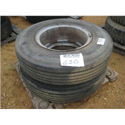 1 LOT (2) 9.00R20 TIRES & RIMS