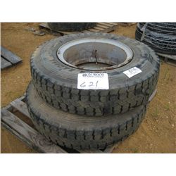 1 LOT (2) 9.00R20 TIRES & RIMS