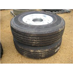 (2) BF GOODRICH 315/80R22.5 TIRES ON ALUM DISC WHEELS