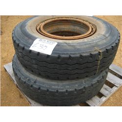 1 LOT (2) 315/80R22.5 TIRES & RIMS