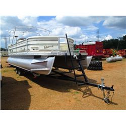 2002 CREST GRAND CARIBBEAN 25' PONTOON BOAT, S/N 02280, 350 MERCRUISER MOTOR, BIMINI TOP, ON T/A TRA