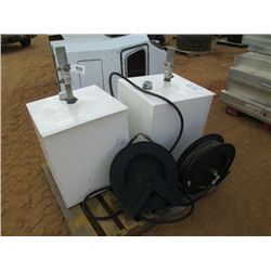 1 LOT LUBE OIL TANKS & REEL W/ HOSES