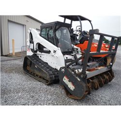BOBCAT T320 SKID STEER LOADER, S/N A7MP40465 (08 YR) MULCHING HEAD, ECAB W/AIR, METER READING 538 HR