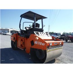 HAMM HD110HV TANDEM VIBRATORY ROLLER, S/N H1531216 (04 YR) 66" DRUMS, DEUTZ DIESEL, CANOPY, METER RE