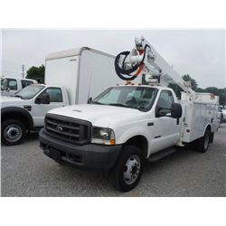 2003 FORD F550XL BUCKET TRUCK, S/N 1FDAF56F23EA64619, 7.3L DIESEL, A/T, ALTEC AERIAL LIFT, SERVICE B