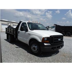 2006 FORD F350XL FLATBED, S/N 1FDWF36P06EC36508 , 6.0L POWERSTROKE DIESEL, A/T, 9' FLATBED BODY W/SI