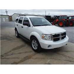 2009 DODGE DURANGO 4X4, S/N 1D8HB38P79F711366, V8 GAS, A/T, ODOMETER READING 82,676 MI