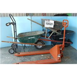 MISC WHEEL BARROWS, PALLET JACK