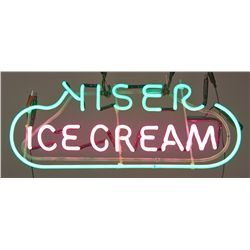 "Yiser Ice Cream" Neon Sign on Glass Frame