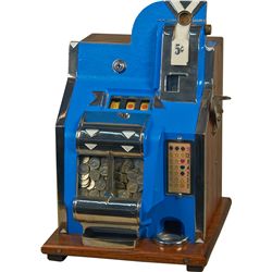 5 Cent Mills Novelty Q.T. Blue Front Slot Machine c1936