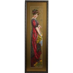 Pretty Calendar Girl in Victorian Dress