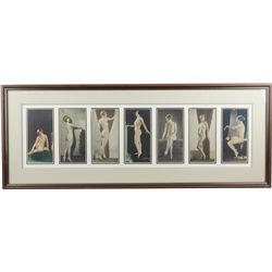 Lot of 7 Hand Tinted Photographs of Pretty Girls Posing