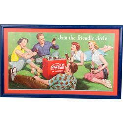Vintage Coca Cola Litho. Cardboard Advertisement Sign