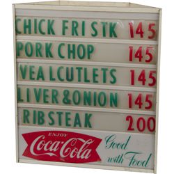 Coca Cola Metal Electric Light-Up Menu Sign