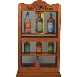 Sanford's Inks Wood & Glass Display Cabinet Showcase
